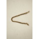 A 9 carat gold bracelet, of fancy rope like links, 20 cm long,