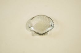 A Daum lead crystal paperweight, in the form of a clam shell,