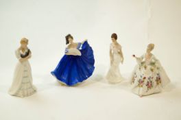 4 Royal Doulton porcelain Figurines : comprising HN2791 - Elaine, HN 2468 - Diana,