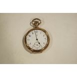 A hunter pocket watch, the gilded case housing an American made movement,