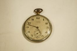 Anonymous, an open faced metal pocket watch,