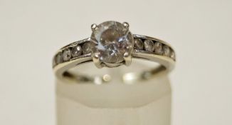A cubic zirconia single stone ring,