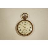 Waltham, an open faced pocket watch, the gilded case housing a signed Traveller movement,