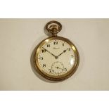 Record, an open faced pocket watch, the gilded case housing a 15 jewel Swiss keyless wound movement,