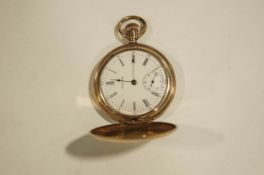 Waltham, a hunter cased pocket watch, the gilded case housing a Traveller movement, 5.