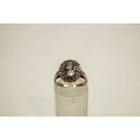 A 9 carat gold pale amethyst and single cut diamond cluster ring, finger size I1/2, 2.