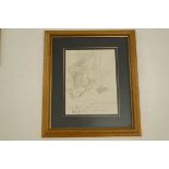 A collection of 9 framed pencil sketch 'Winnie The Pooh' prints by E H Shepard