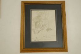 A collection of 9 framed pencil sketch 'Winnie The Pooh' prints by E H Shepard