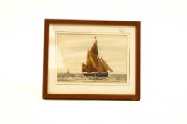 K Burtonshaw (20th Century) Sailing Yacht Signed lower left Watercolour 13.5cm x 19.
