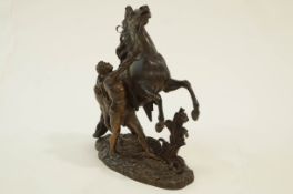 A bronze sculpture of Marley horseman in traditional rearing stance,base indistinctly marked,
