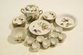 Royal Worcester 'Evesham' pattern part dinner and tea service, comprising eight tea cups,