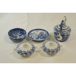 A group of blue and white pottery, comprising a Copeland Spode blue Italian fruit bowl a/f,