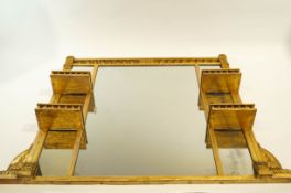 A Victorian gilt framed over-mantel mirror with four ballustraded open shelves and conforming