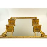 A Victorian gilt framed over-mantel mirror with four ballustraded open shelves and conforming