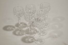 A boxed set of six Waterford crystal hock wine glasses,