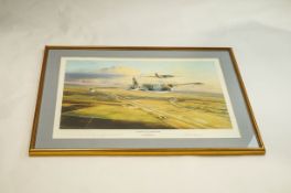 Robert Taylor 'Canberras over Cambridge' 595/1000 Signed by Robert Taylor and one other Print 61cm