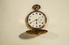 Anonymous, a hunter pocket watch, the gilded case housing a 15 jewel movement, 5.
