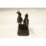 A 20th Century bronze model of 2 racing horses, signed I Bonheur, 25.