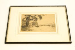 Etching Eugene Bejot (1867-1931) 'Le Pont D'Arcole' signed lower left 16,5 x 24.