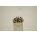 A gentleman's single stone 9 carat gold ring, finger size R1/2, 3.