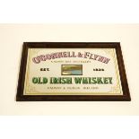 A Vintage O'Connell & Flynn Old Irish Whisky framed bar mirror 46cm x 61cm