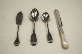 A late George IV Irish silver dessert spoon, by William Cummins, Dublin 1829, fiddle pattern,