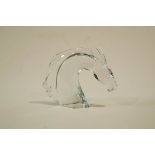 A Daum French crystal sculpture of a Horse head, 'Daum France' etched t the neck base,