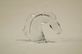 A Daum French crystal sculpture of a Horse head, 'Daum France' etched t the neck base,
