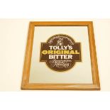 A Vintage Tolly's Cobbold Original Bitter, framed bar mirror,