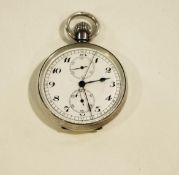 Anonymous, a silver open faced pocket watch with stop watch action, import marks for Glasgow 1917,