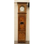 A 19th Century French walnut Long case clock, with a white enamel dial, gilt metal surround,