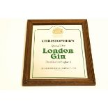 A Vintage Christopher's Special Dry London Gin framed bar mirror, 58cm x 45.