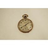 Grosvenor, an open faced pocket watch, in gilded metal, housing a 15 jewel keyless wound movement,