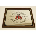 A Vintage large Flowers Fine Ales framed bar mirror,