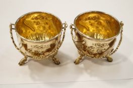 A pair of silver gilt salts, circa 1900, with pseudo marks to the base,