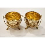 A pair of silver gilt salts, circa 1900, with pseudo marks to the base,