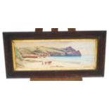 Ernest Stuart, coastal scene with a figure, horse and cart. Watercolour. Signed lower right 74.