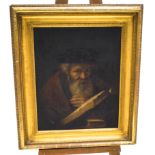 Continental School, mid 19th century The Scholar Oil on canvas, in a heavy gilt frame 59.