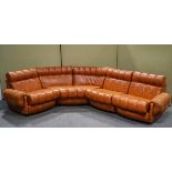 A Beauvale 1970s four piece modular leather suite, on casters,