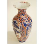 A large Japanese Imari porcelain vase, of baluster form,