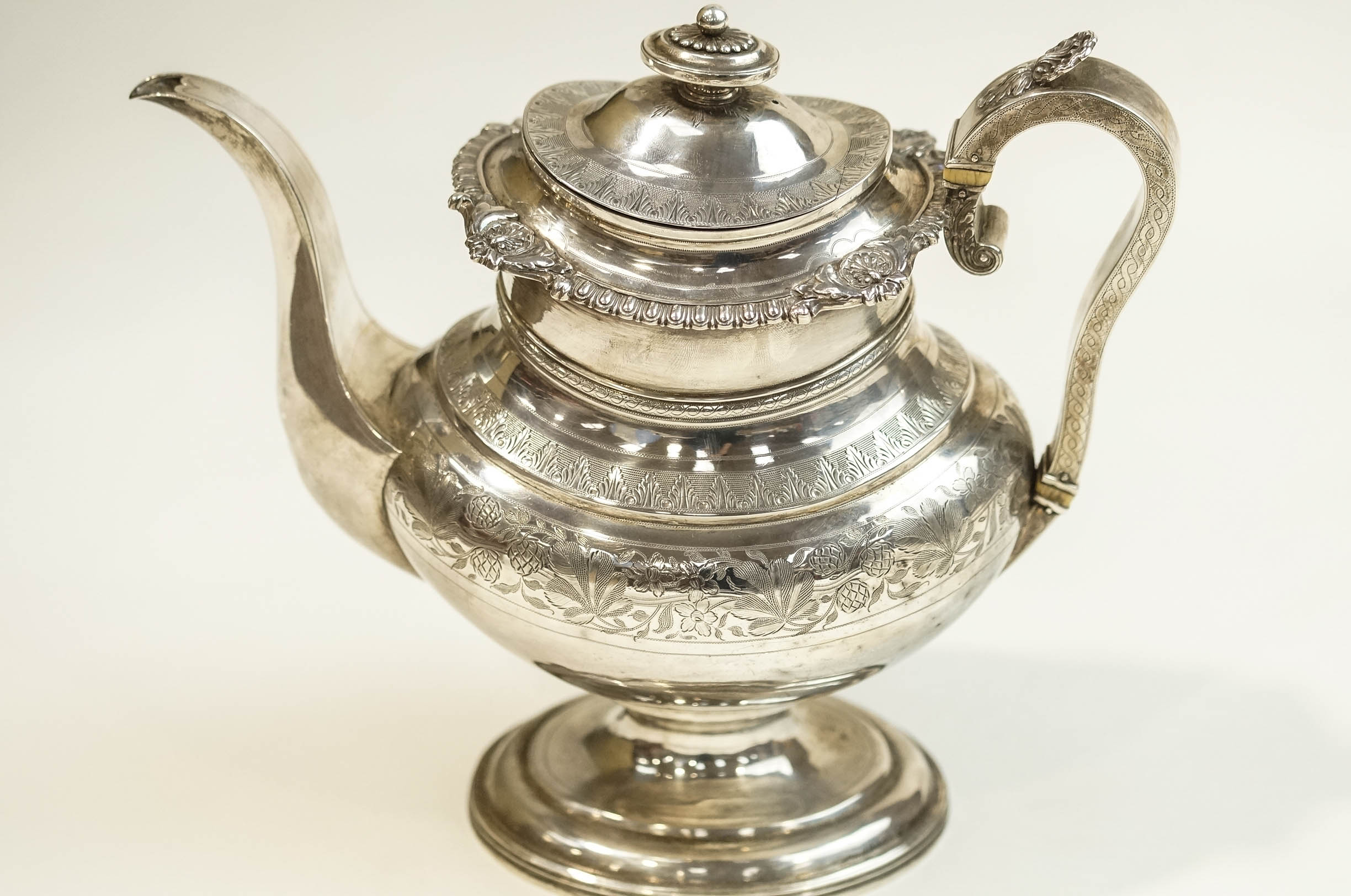 A provincial Georgian silver coffee pot, by John Robertson II and John Walton, Newcastle 1819, - Image 2 of 2