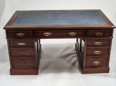 A late 19th century mahogany pedestal desk,