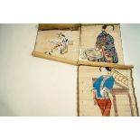 Three decorative Chinese hand painted scrolls of ladies