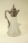 A Thomas Webb cut glass claret jug, with silver mounts, Birmingham 1975,