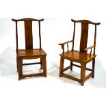 A pair of modern Chinese hardwood chairs