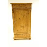 A Victorian pine hallrobe, with drawer to base,