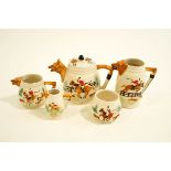 A Portland pottery five piece tea set,