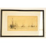William Lionel Wyllie (1851-1931) Ships on calm waters Etching Signed lower left 22.