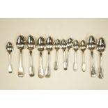 A set of three Victorian Exeter silver dessert spoons, by Robert Williams & Sons, 1849,