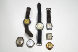 Seven various wristwatches including a 1950's Tudor chrome cased round wristwatch